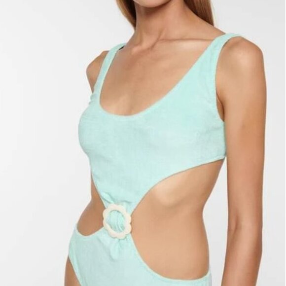 Lisa Marie Fernandez Scallop Cut Out One Piece Stretch Terry Swimsuit - Picture 2 of 4